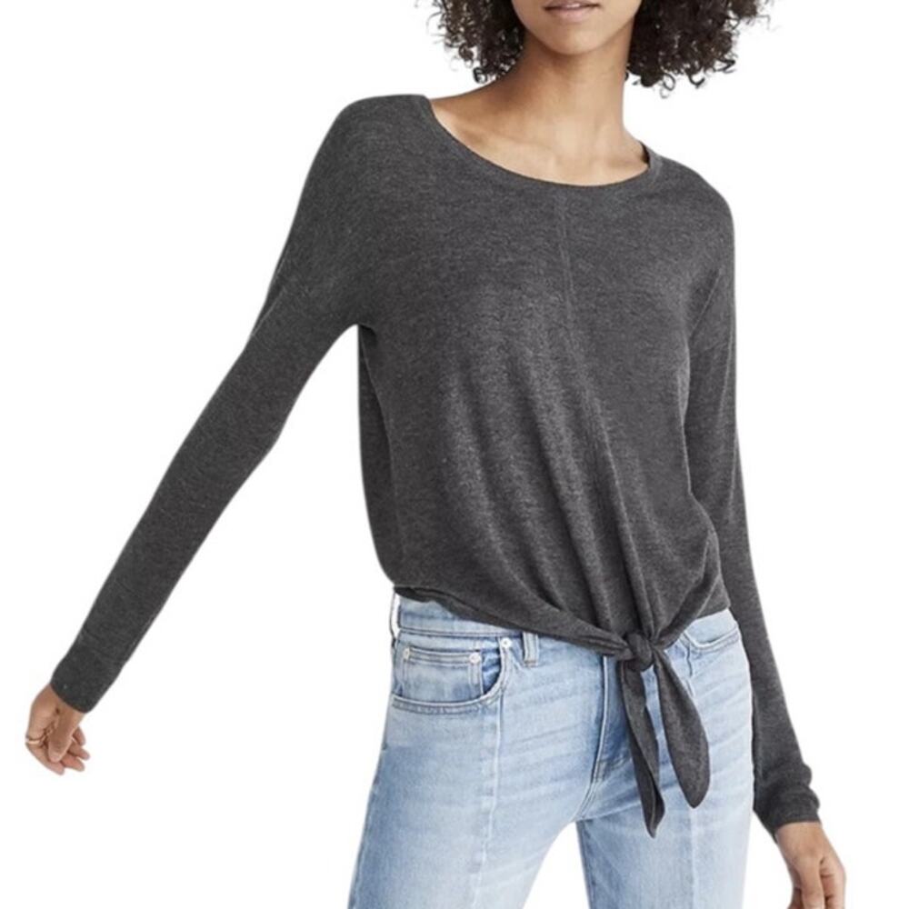 Madewell Women's Gray Modern Tie Front Sweater Size Medium